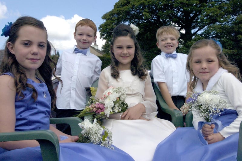 Caton Gala Queen Lisa Shaw and her attendants Gabrielle Tyrer, Morvern Bentley, Monty Collier and William Wright in 2011.