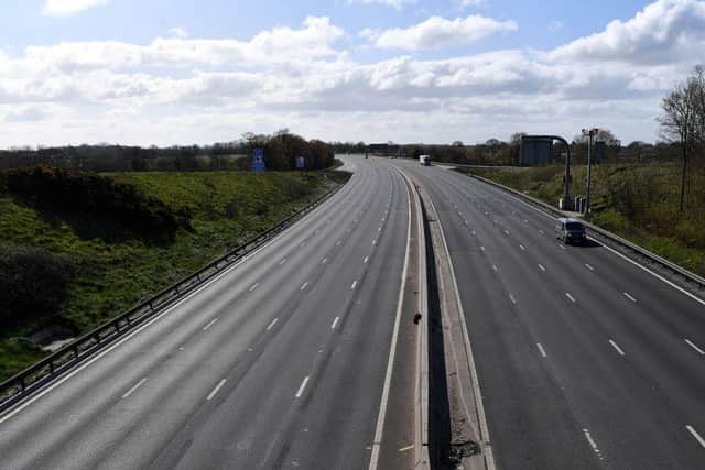 The empty M6 motorway from junction 18, near Middlewich, north west England, as life in Britain continues during the nationwide lockdown to combat the novel coronavirus pandemic (Photo: PAUL ELLIS/AFP via Getty Images)