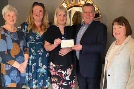 Lancaster and District Special Care Baby Unit Trust Fund formally hands over to Bay Hospitals Charity. From left are fund secretary Helen Wilkinson, Suzanne Lofthouse and Christine Metcalfe of Bay Hospitals Charity, fund treasurer Chris Gartside and fund trustee Cathy Munster.