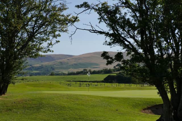 The view from the back of the 5th green towards Barbon Fell.