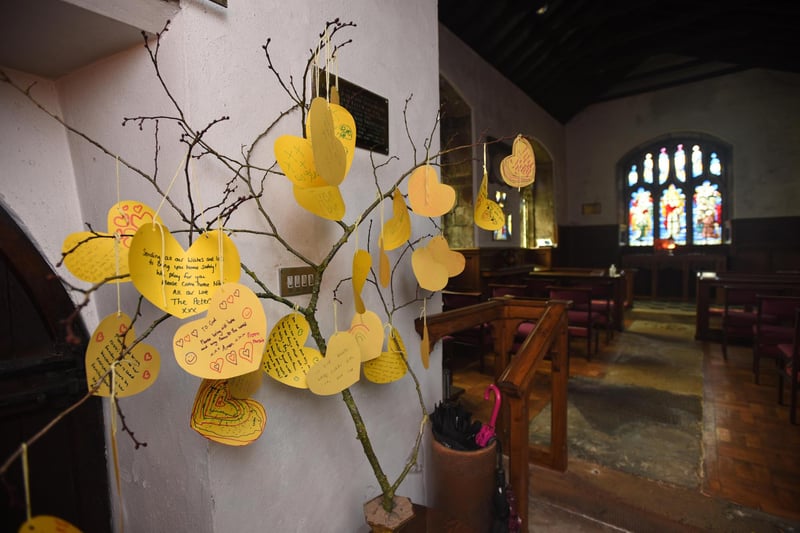 A prayer tree with messages for Nicola in St Michael's Church close to where she disappeared. Picture: Asadour Guzelian