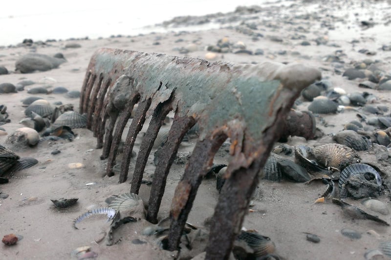 A rake used for cockling visible on the sands on the 10th anniversary of the cockling disaster in 2014.