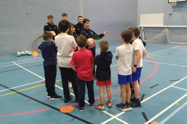 Students taking part in the Lancaster and Heysham School Sports Network Young Leader’s Day held recently at the University of Cumbria's campus in Bowerham Road, Lancaster.