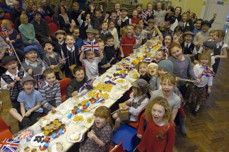 Year 3 pupils at Lancaster Road Primary School dressed for the part at their World War 2 street party.