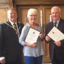 Niki Penney (second left) on becoming Lancashire's first Honorary Alderwoman with new Honorary Alderman Tony Jones, County Coun Paul Rigby, chairman of Lancashire County Council, and County Coun Susie Charles, vice-chairman.