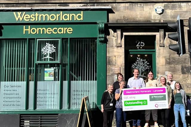 Staff at Westmorland Homecare Lancaster and Morecambe, who are delighted with the branch’s 'outstanding' rating.