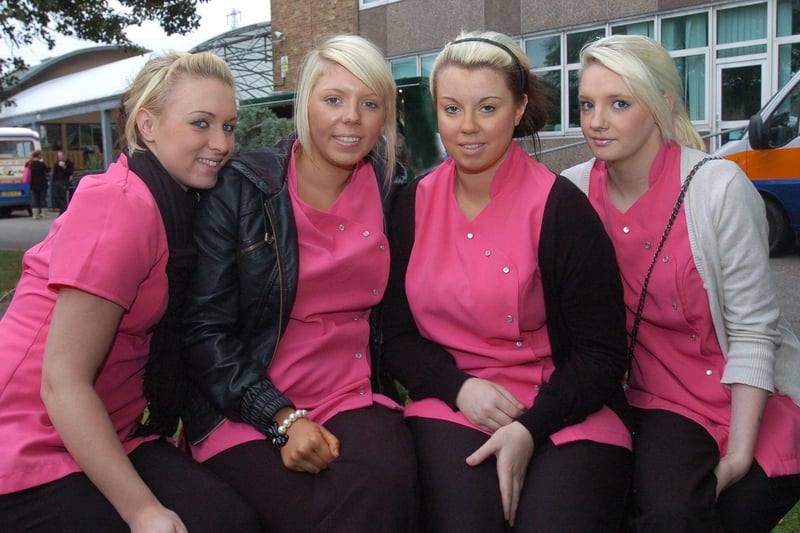 From left are Michelle Parker, Abi Burrell, Katie McEwen and Katrina Jago at a Lancaster & Morecambe College festival event.