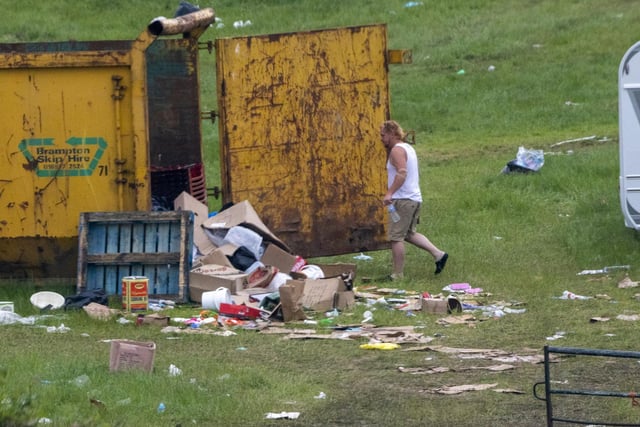 Traveller and Romany communities begin to clear up rubbish left after the weekends Appleby Horse Fair in Appleby-in-Westmorland, Cumbria. June 13 2022