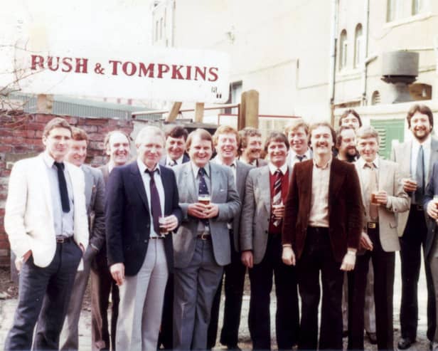 Tony Wade and fellow bowlers at the back of the Bath Hotel  in Morecambe before an outing.