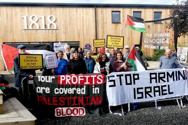 Protesters outside the Croppers AGM.