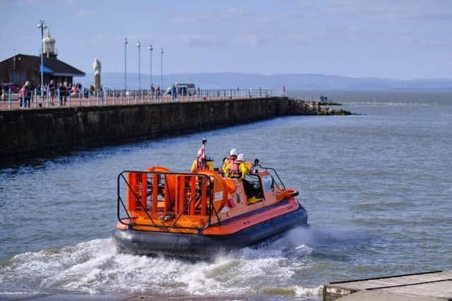 Morecambe hovercraft was already out in the bay when it was called to rescue a person seen walking into the sea. Picture from Morecambe RNLI.