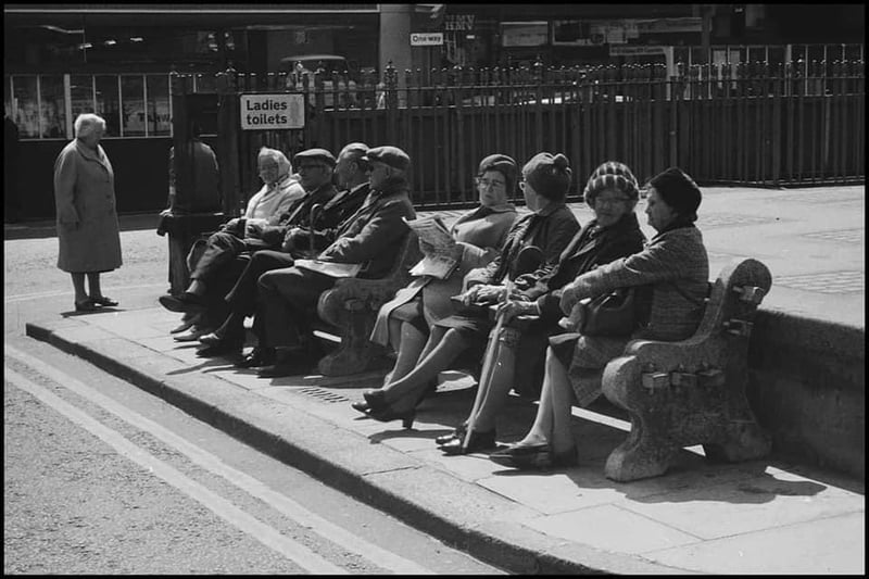 Lancaster folk enjoying a rest in Market Square before pedestrianisation which continued in 1974. Picture: Alister Firth