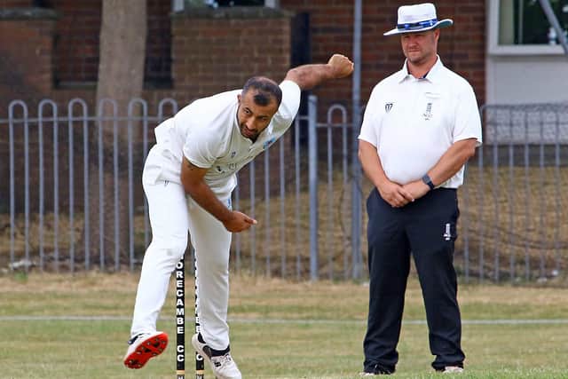 Lancaster's Irfan Qayyum took two wickets and scored 40 against Morecambe Picture: Tony North