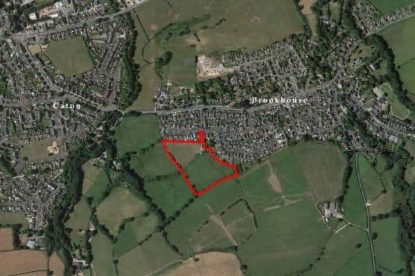 The site outlined for the over 55s development in Brookhouse. Photo: Google Earth