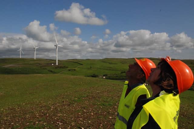 Visitors to an open day at Armistead wind farm.