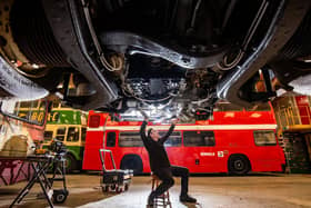 The Ribble Vehicle Preservation Group based in Freckleton. Pictured is volunteer Kenny Houghton working on a 1972 Leyland National single decker bus and is the last dual door Ribble bus in existence.