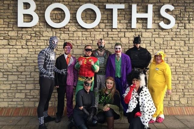 Shoppers at Scotforth Booths stumbled across their childhood superheroes as the team came to work in their best fancy dress for Children in Need.