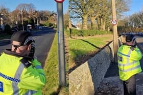 Officers carrying out speed checks in Lancaster.