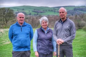 Joe Bowman, new club captain (right), Julia Taylor, lady captain and Jack Waite, seniors’ captain, at the Captains' Drive-in at Kirkby Lonsdale Golf Club. Picture by Robin Ree