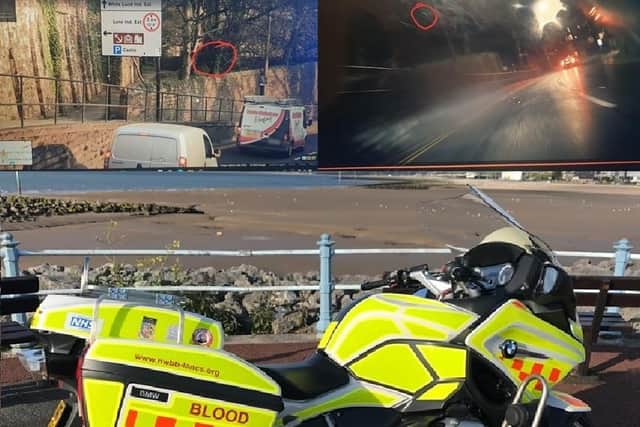 An egg was thrown at a blood biker whilst he was travelling at speed on China Street in Lancaster. The location of the person who threw the egg is circled red in the picture. Picture from Lancashire Police.