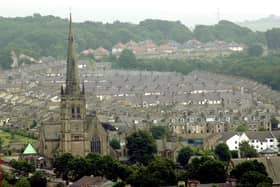 View of St Peters Cathedral with Moorlands Estate  taken from the top of The Priory Church Tower.
