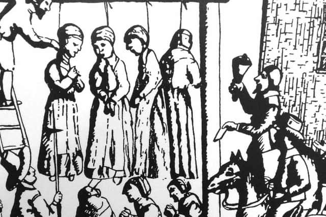 Pendle Witches executions from a contemporary woodcut.