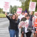 Postal workers on strike outside the Royal Mail delivery office in Bispham. The CWU is in dispute with Royal Mail over a 2 per cent pay offer when bosses at the company got six figure bonuses