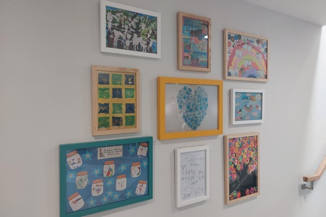 Children's artwork on the wall of the new Forget Me Not Centre.