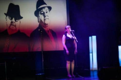 Hannah Morris (image on screen of Simon Yaxley (left) and Bob Bailey in 'Kiss Me Kate' in 2018).