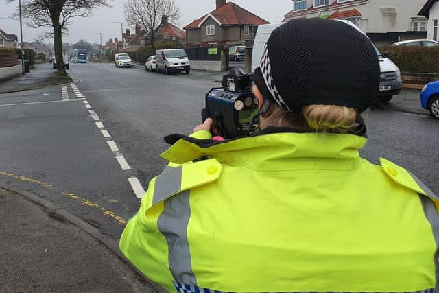 Police were carrying out mobile speed checks in Morecambe on Tuesday.