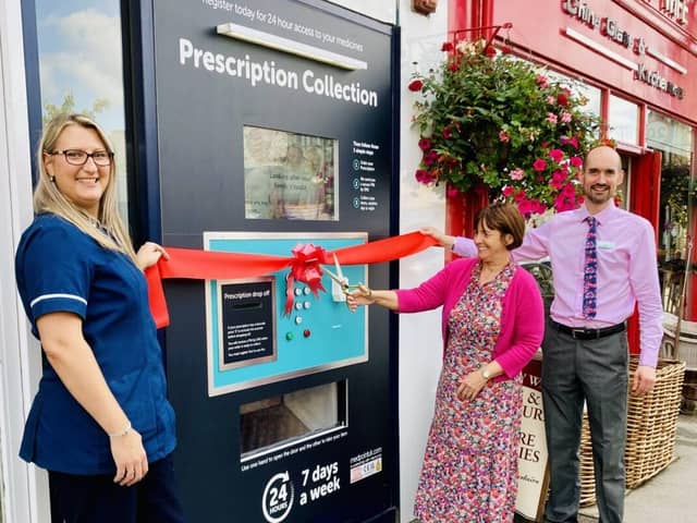 24/7 prescription collection at Carnforth Pharmacy officially opened by Counsellor Phillippa Williamson, leader of Lancashire County Council. Picture by Benjamin Fell.