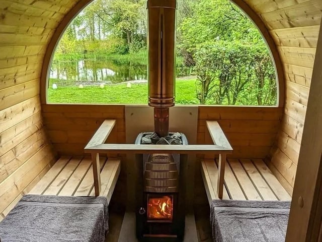 Relax in the sauna with a great view.