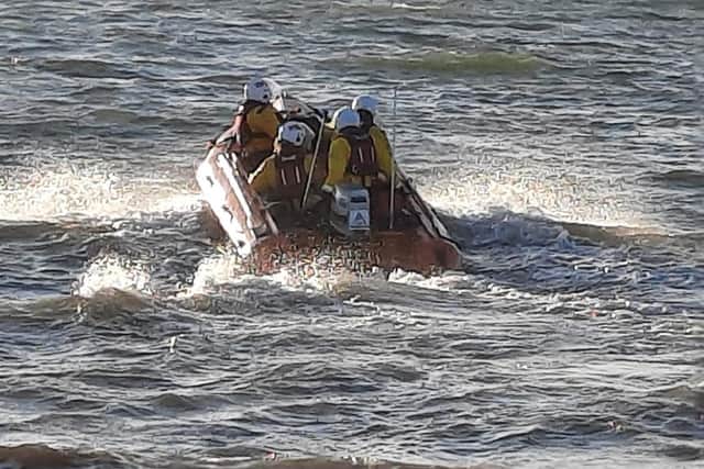 Lifeboat crews raced to the scene after youths became stranded in the sea at Morecambe. Picture from Morecambe RNLI.