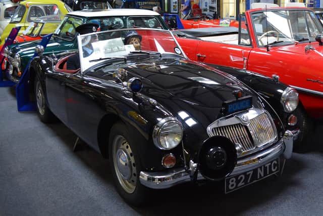 A wide shot of the 1960 MGA Roadster which can be seen at The Lakeland Motor Museum in Cumbria. 