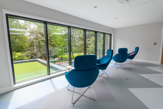 Looking out onto the outdoor space at the new Forget Me Not Centre at St John's Hospice, Lancaster. Photo: Kelvin Stuttard