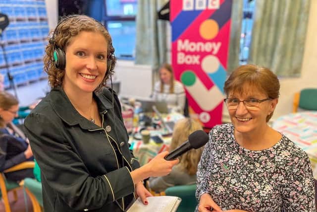 Money Box presenter, Felicity Hannah, with Barton Road community co-ordinator, Denise Nardone. Photo by Janine Bebbington