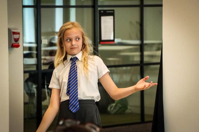 A Thurnham Glasson pupil photographed during their presentation.