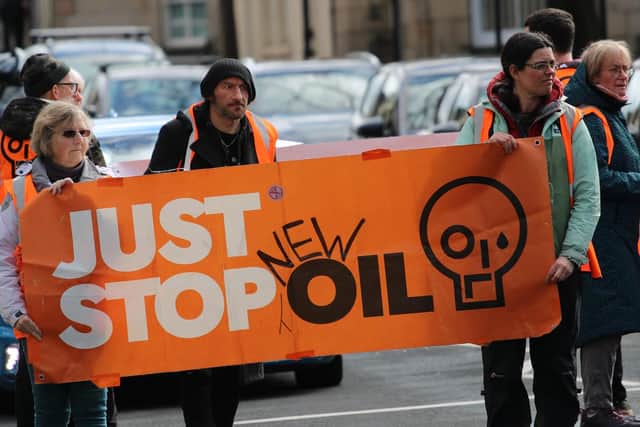 Just Stop Oil protesters in Lancaster on Saturday. Photo: Joshua Brandwood