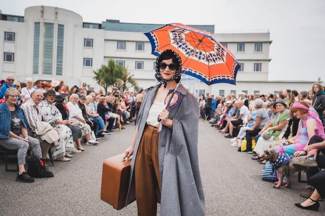 Showing off vintage fashion outside The Midland hotel in Morecambe for the Vintage by the Sea festival. Picture by Robin Zahler.