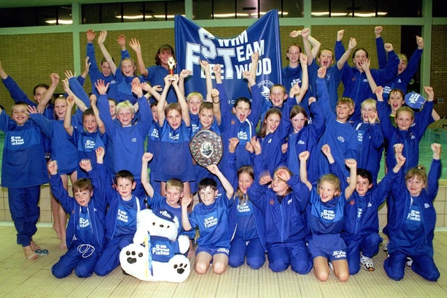 The Fleetwood Swim Club celebrate after winning the North West area Micro League Cup