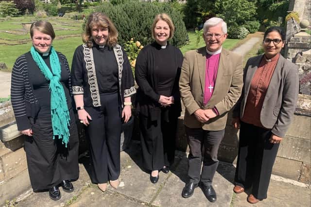 Pictured with Rt Rev. Julian Henderson, the Bishop of Blackburn are Rev. Leah Vasey-Saunders, Rev. Fleur Green, Rev. Anne Beverley and Rev. Sarah Gill