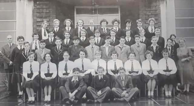 Gillian Holmes (nee Hunt) brought in this photo of her class at Balmoral Secondary School from around 1956/57.
