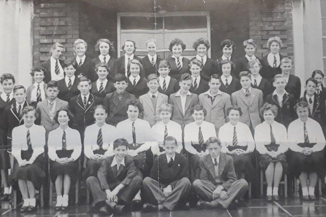 Gillian Holmes (nee Hunt) brought in this photo of her class at Balmoral Secondary School from around 1956/57.