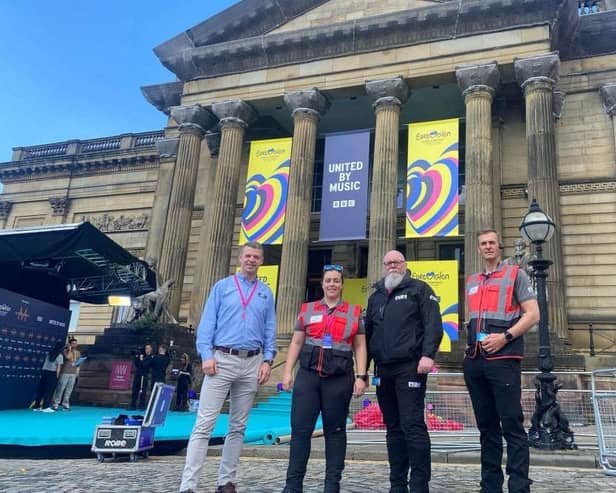 Founder and managing director Peter Harrison along with some of the FGH team at the recent Eurovision in Liverpool, where they ran the security operation.
