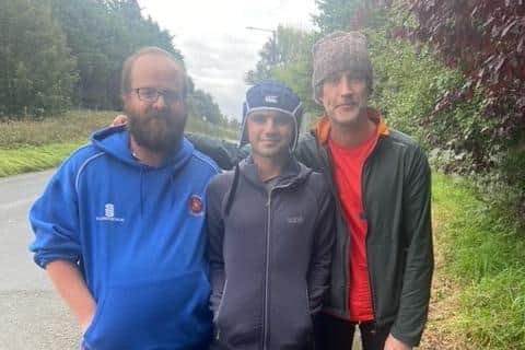 Neil Troughton, Kieran Shelvey and Simon Doherty, who were reunited on Saturday.