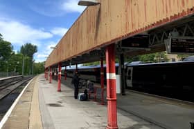 The existing state of the 1960/70s built platform canopies at Lancaster station.