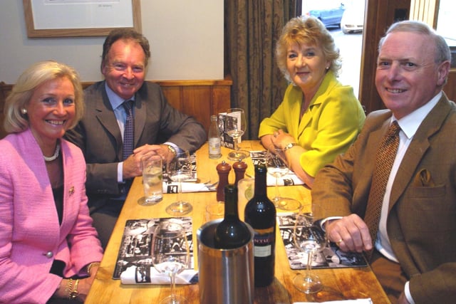 Mike and Pat Proudfoot with David and Tina Welsh, pictured having a drink at The Highwayman at Burrow.