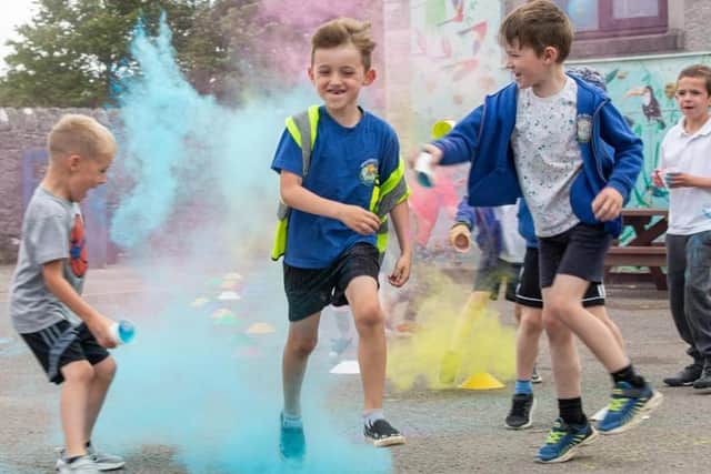 Some of the children who took part in the colour dash.