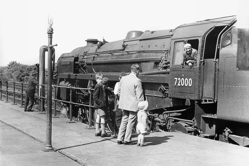 Locomotive 72000 at Lancaster Station in July 1952.