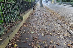 Wet leaves on the pavements in the Dallas Road, High Street and Regent Street area of Lancaster are dangerous say parents. Picture by Josh Brandwood